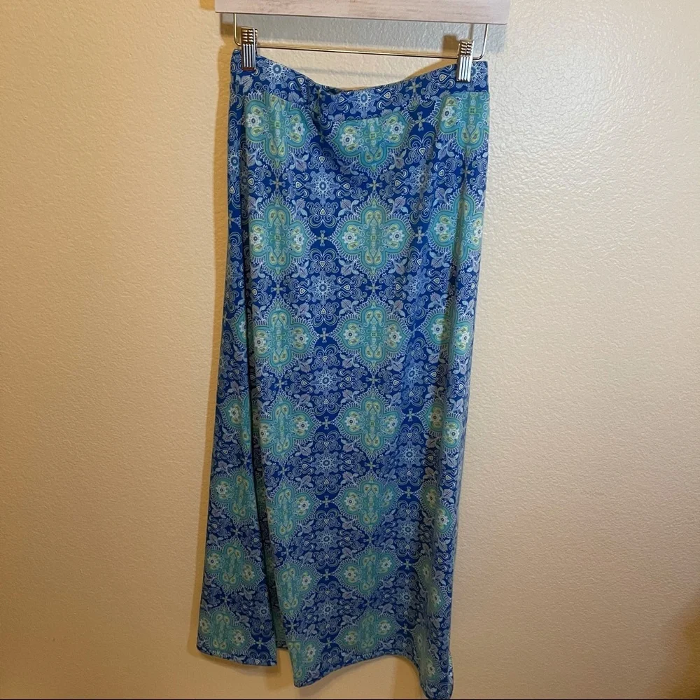Mix & Co. Kaleidoscope Blues Maxi Skirt Medium